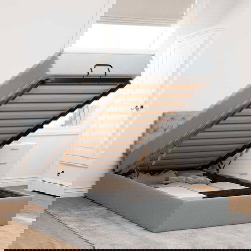 VidaXL Okvir kreveta s madraca svijetlosivi 100x200 cm od tkanine Slike