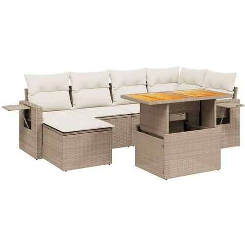 VidaXL 7-dijelni set vrtnih sofa od poliratana s jastucima bež Slike