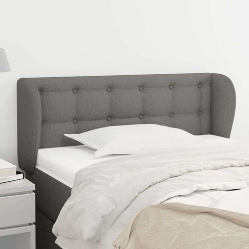  Vzglavje z u&amp;scaron;esi temno siv 93x23x78/88 cm blago, (20792637) Slike