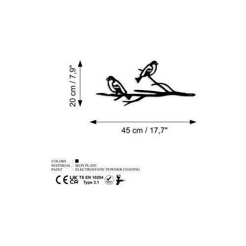 Wallxpert decorative object figura bird on the branch 08 black Slike