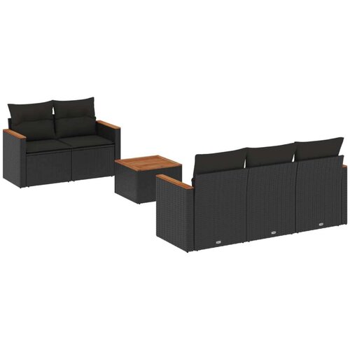  6-dijelni set vrtnih sofa s jastucima crni od poliratana Slike