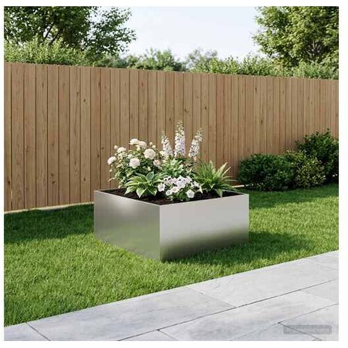 vidaXL Vrtna saksija Srebrna 80 x 80 x 40 cm Pocinčani čelik - Pocinčani čelik 80 x 80 x 40 cm 1 Cene
