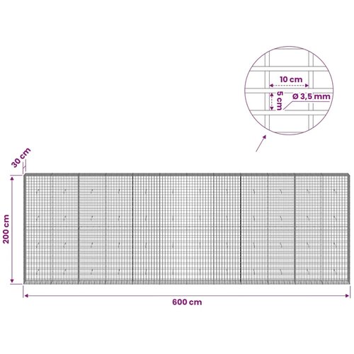  Gabion s žicom debljine 3 5 mm i mrežom 5x10 cm 600x30x200 cm - 30 cm 200 cm 600 cm Slike