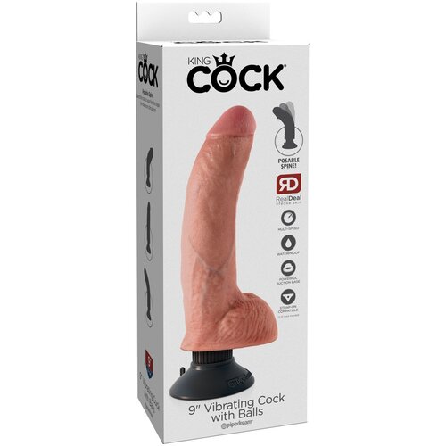 King Cock 9 - gibljiv vibrator z nogami (26 cm) - naravni Cene