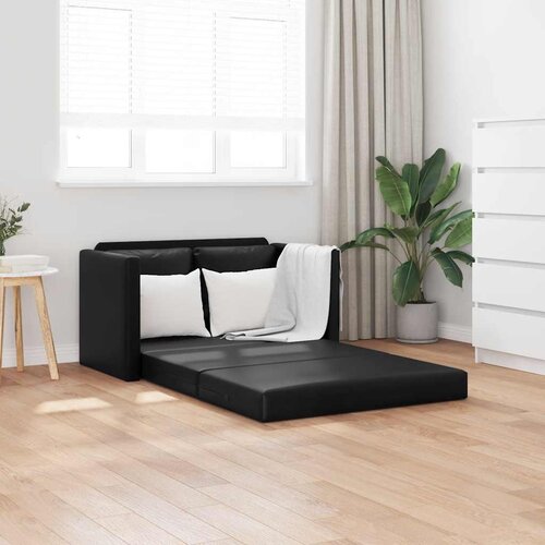  Podni kauč na razvlačenje 2-u-1 crni 112x174x55 cm umjetna koža Cijene