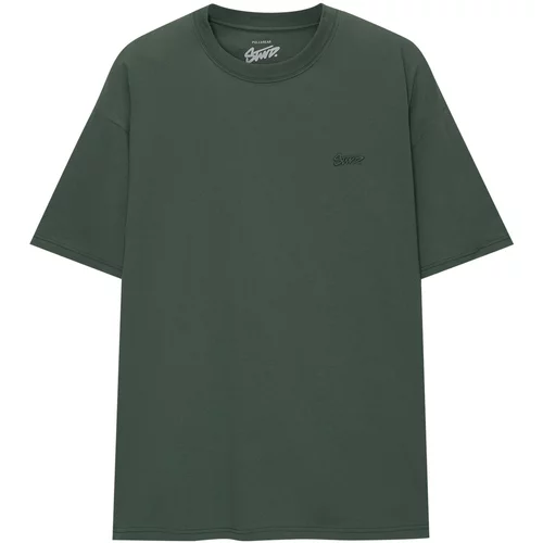 Pull&Bear Majica kraljevski zelena / tamno zelena