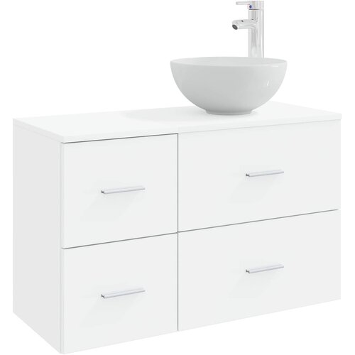 vidaXL Komplet pohištva za kopalnico 2 pcs Bela Inženirski les, (5000245258) Cene