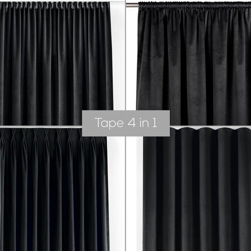 Filumi Črna žametna zavesa za delno zatemnitev 200x270 cm Velto &amp;ndash; Slike