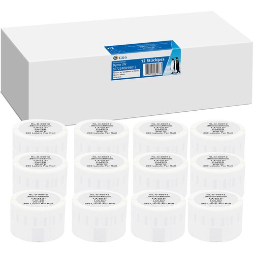 G&g 12x Etiketten 36mm x 89mm sw Komp. m. Dymo 99012/ s0722400 Cijene