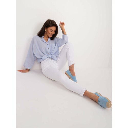 Fashion Hunters Women's trousers made of white smooth denim Slike