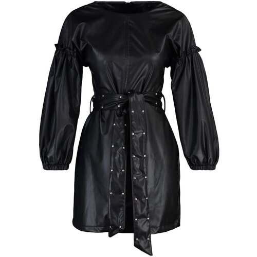Trendyol Limited Edition Black Faux Leather Dress Slike