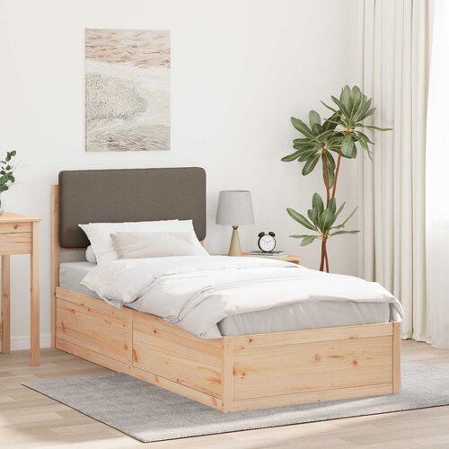 vidaXL Posteljni okvir z oblazinjenim vzglavjem Taupe 90 x 190 cm Cene