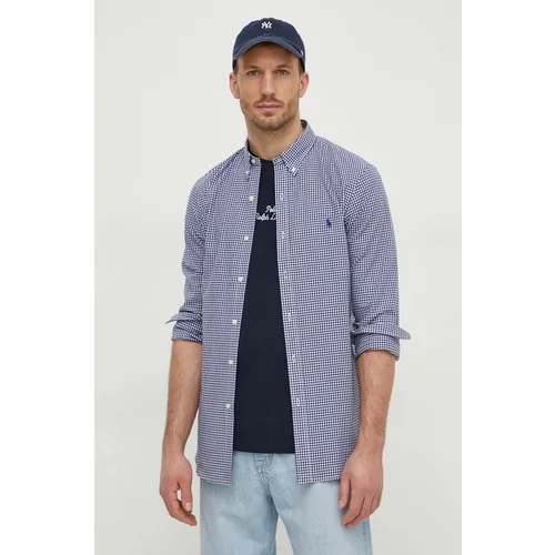 Polo Ralph Lauren Košulja za muškarce, boja: tamno plava, slim, s button-down ovratnikom