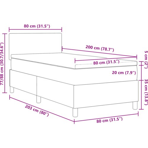 VidaXL Krevet s podnicom s madracem i LED-om tamnosivi 80x200 cm Tkanina od žičane tkanine Slike