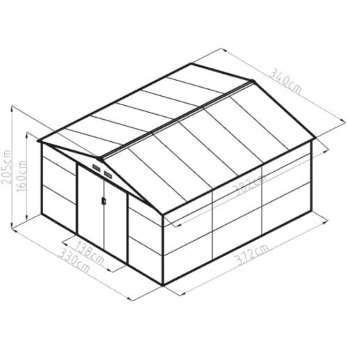 Termo vrtna kovinska hi&amp;scaron;ka-uta-lopa 12,9 m2 &amp;ndash; 3,4 m x 3,8 m - rjava Slike