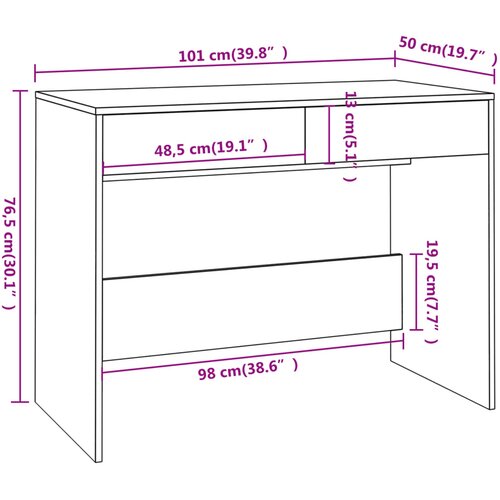 Radni stol boja hrasta sonome 101x50x76,5 cm konstruirano drvo Slike