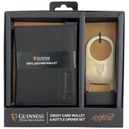 Guinness Gift box: kožni novčanik 100x80 mm i otvarač za fla&amp;scaron;e JBGNGS 05 Guiness crna Slike