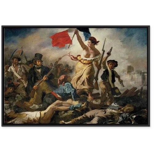  Slika - Eug&amp;egrave;ne Delacroix &amp;ndash; Liberty Leading the People 60x40 U crnom drvenom okviru Slike