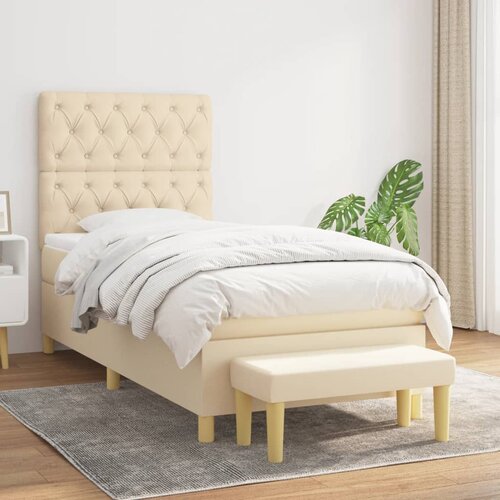The Living Store Box spring postelja z vzmetnico krem 80x200 cm blago - Box Spring Postelja, (21512822) Cene