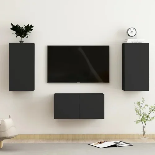 vidaXL Komplet TV omaric 3-delni črna iverna plošča, (20731782)
