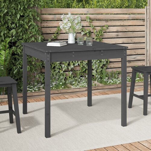 The Living Store Vrtna miza siva 82,5x82,5x76 cm trdna borovina - Vrtna Miza, (21458597) Slike