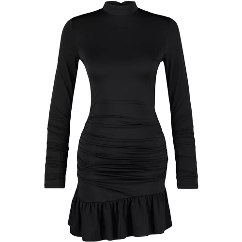 Trendyol Black Fitted Evening Dress with Ruffles