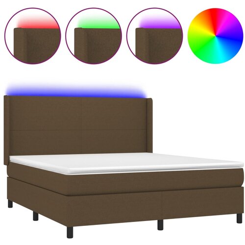 Maison Chic Box spring postelja - Vzmetna postelja z vzmetnico LED temno rjava 180x200cm blago SL3545, (21905415) Cene