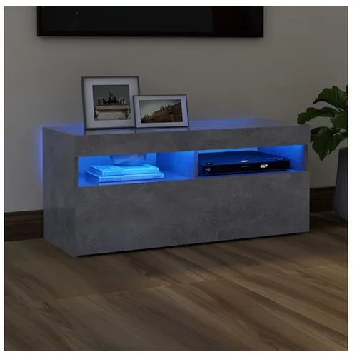  TV omarica z LED lučkami betonsko siva 90x35x40 cm