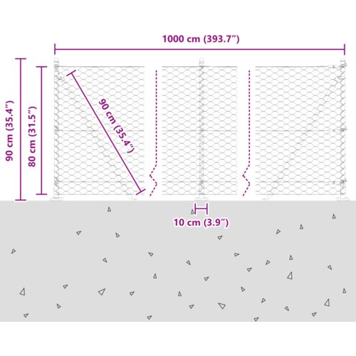 VidaXL Ograda u obliku heksagona Zelena 0.8x10 m Čelik Slike