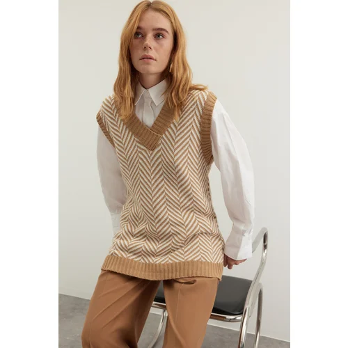 Trendyol Sweater - Brown - Fitted