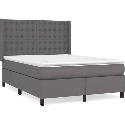 Maison Chic Box spring postelja - Vzmetna postelja z vzmetnico siv 140x200 cm umetno usnje SL20362, (21891601) Cene