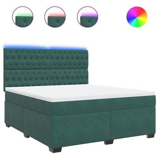 vidaXL Box spring postelja z vzmetnico temno zelena 180x200 cm žamet, (21305036) Cene