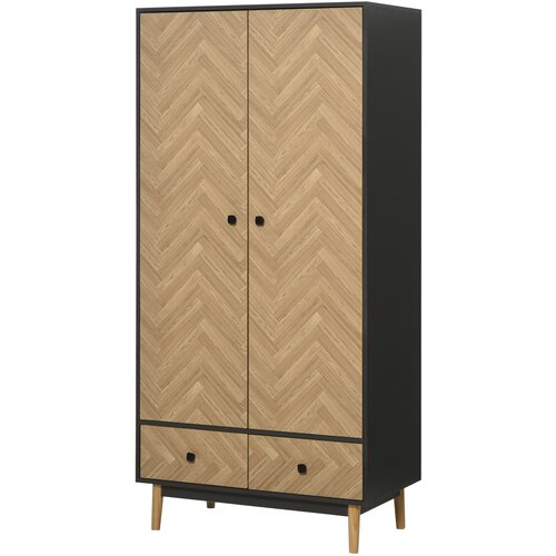 HOMCOM Lesena garderobna omara z dvema vratoma, 4 predali, 2 predaloma in obešalnikom za oblačila, temno siva, 90x50x190 cm, (20745339) Cene