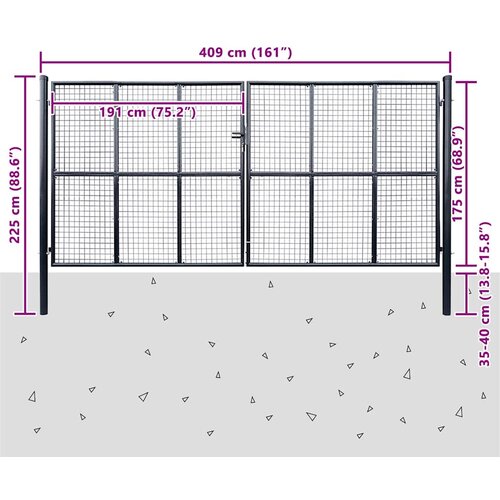  Vrtna vrata od mrežastog čelika 400x175 cm siva Slike