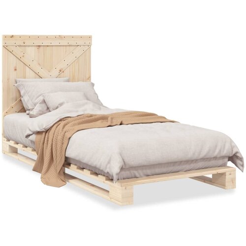 VidaXL Posteljni okvir z vzglavjem 90x200 cm trdna borovina Slike