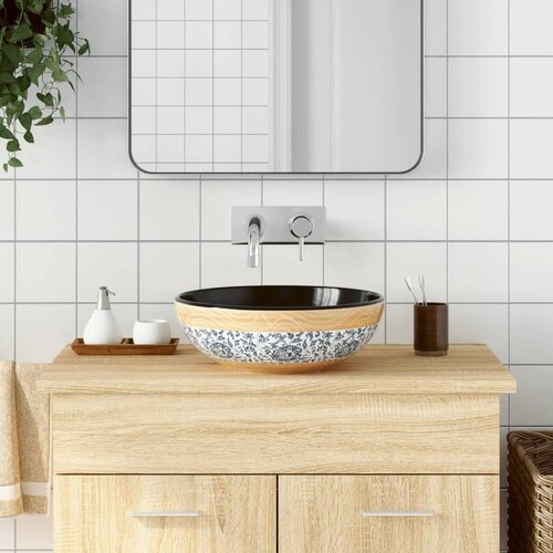 vidaXL Nadpultni umivalnik večbarven okrogel Φ41x14 cm keramika Cene