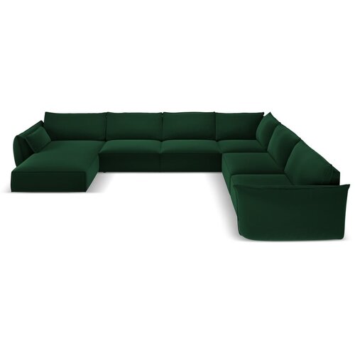 Mazzini Sofas Tamno zelena baršunasti kutna garnitura (s desnim kutom/u obliku slova "U") Vanda – Cene