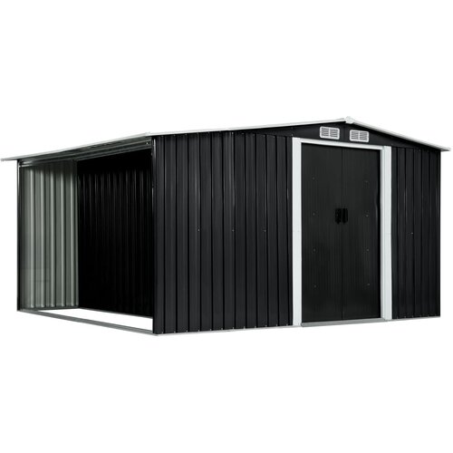 Furnova Vrtna lopa z drsnimi vrati antracitna 329,5x312x178 cm jeklo, (22081353) Slike
