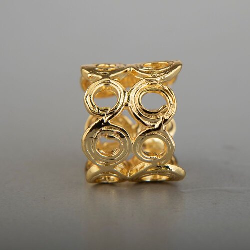  &amp;Scaron;iroki prsten s ažuriranim ornamentom, pozlata 14 k Slike