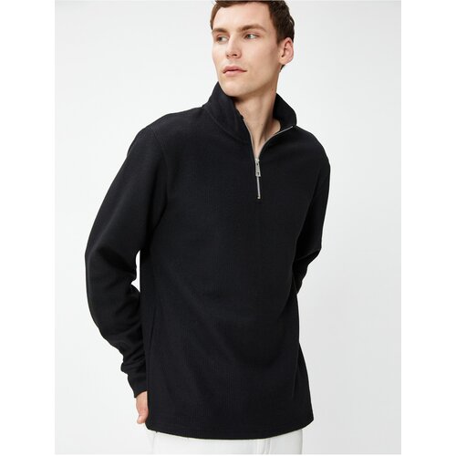 Koton Half-Zip Sweater Standing Collar Textured Long Sleeves Slike