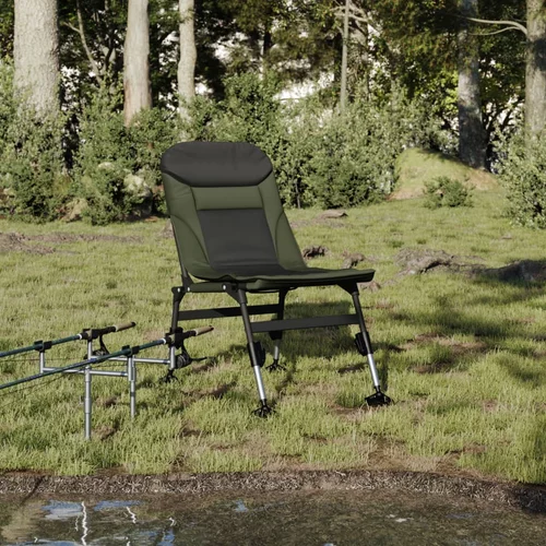 vidaXL Ribička stolica s podesivim nogama za blato sklopiva zelena