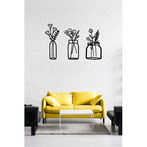 Atelier Del Sofa Set zidnih ukrasa Cvijet u boci, 1,5 mm, 3 komada, crni Cene
