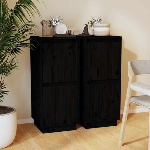  Komode 2 kom crne 31,5 x 34 x 75 cm od masivne borovine Cijene