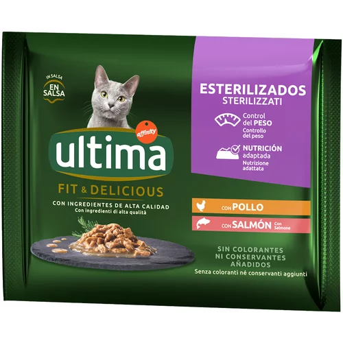 Affinity Ultima Varčno pakiranje Ultima Cat Sterilized 96 x 85 g - Piščanec in losos