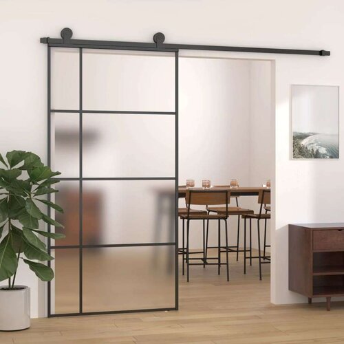  Drsna vrata mlečno ESG steklo in aluminij 102,5x205 cm črna, (20766416) Cene