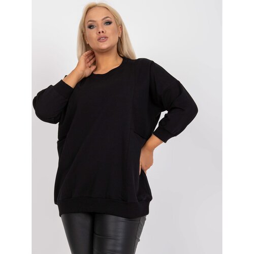 Fashion Hunters Black plain plus size basic blouse for everyday use Slike