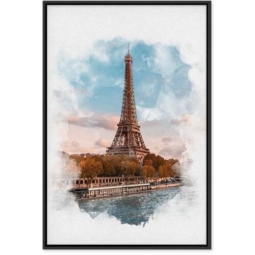  Slika - Paris View (1 Part) Vertical 80x120 U crnom drvenom okviru Slike