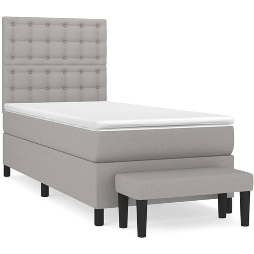 Maison Chic Box spring postelja - Vzmetna postelja z vzmetnico svetlo siva 90x200 cm blago SL20356, (21893729) Cene