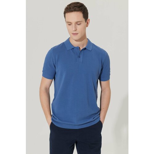 AC&Co / Altınyıldız Classics Men's Navy Blue Standard Fit Normal Cut Polo Collar 100% Cotton Patterned Short Sleeve Knitwear T-Shirt. Slike