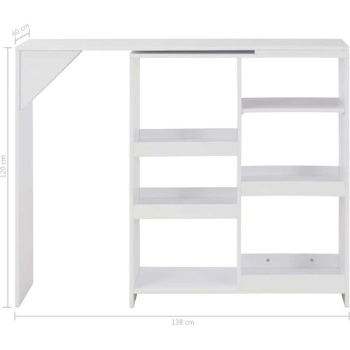 VidaXL barski stol s pomičnom policom bijeli 138 x 39 x 110 cm Slike